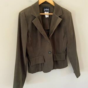 Vintage Jolibee 90’s Tailored Fit Hunter Green Faux Suede Flap Pocket Blazer